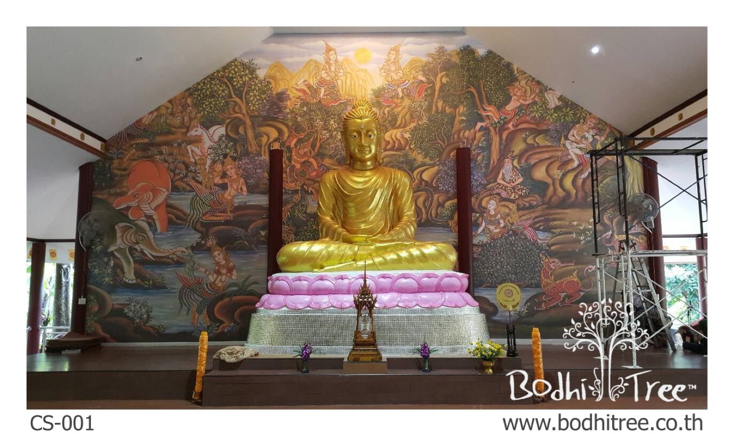 วอลเปเปอร์ลายไทยจิตรกรรมฝาผนังเต็มผนัง สถานปฏิบัติธรรม