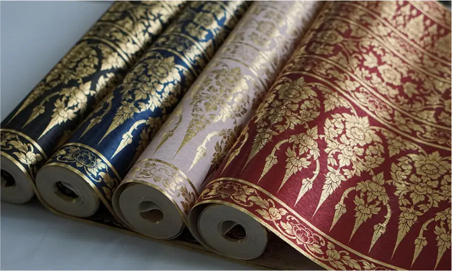 วอลเปเปอร์ลายไทย วอลเปเปอร์ม้วนสำเร็จลายไทย รหัส BR-พุดตาน